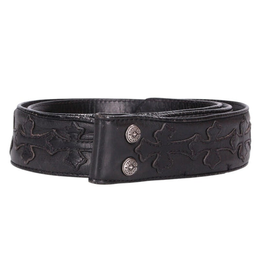 Chrome Hearts 1.5" Cemetery Cross Patch Leather Belt Size 32