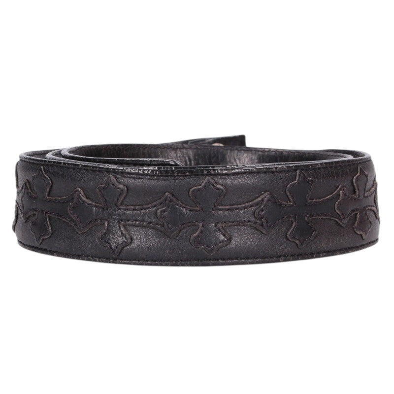 Chrome Hearts 1.5" Cemetery Cross Patch Leather Belt Size 32