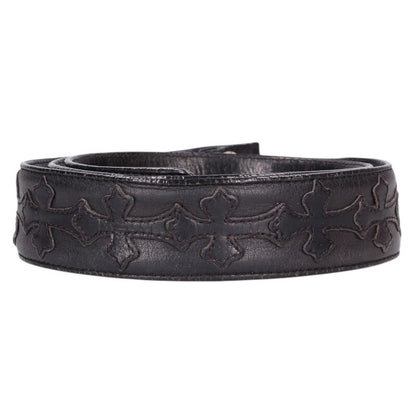 Chrome Hearts 1.5" Cemetery Cross Patch Leather Belt Size 32