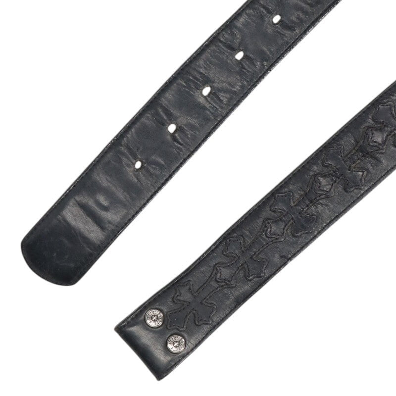 Chrome Hearts 1.5" Cemetery Cross Patch Leather Belt Size 32