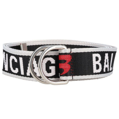 BALENCIAGA Logo D-Ring Belt Black/White Size ONE SIZE