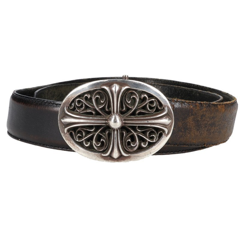 Chrome Hearts 1.5 Classic Oval Cross Leather Belt Size 36