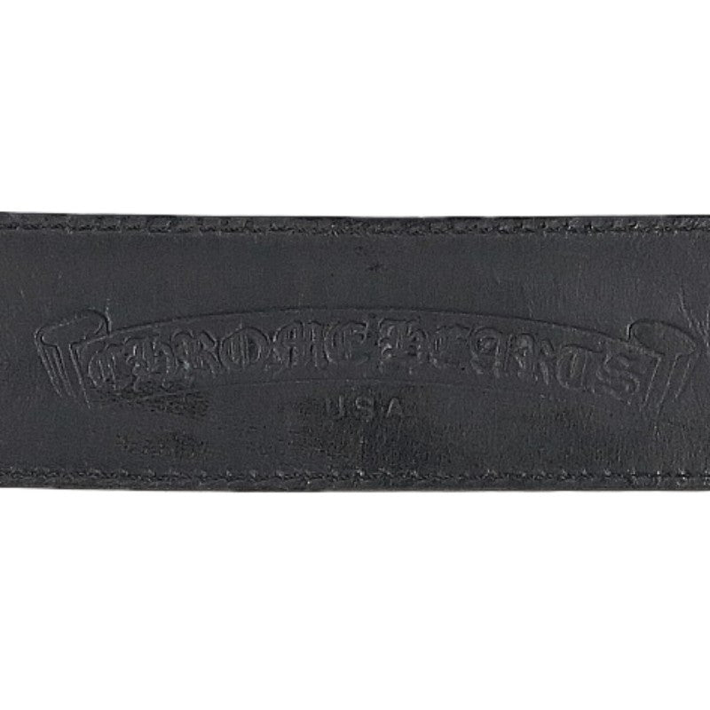 Chrome Hearts 1.5" Scroll Label Rivets Belt Black Size 34