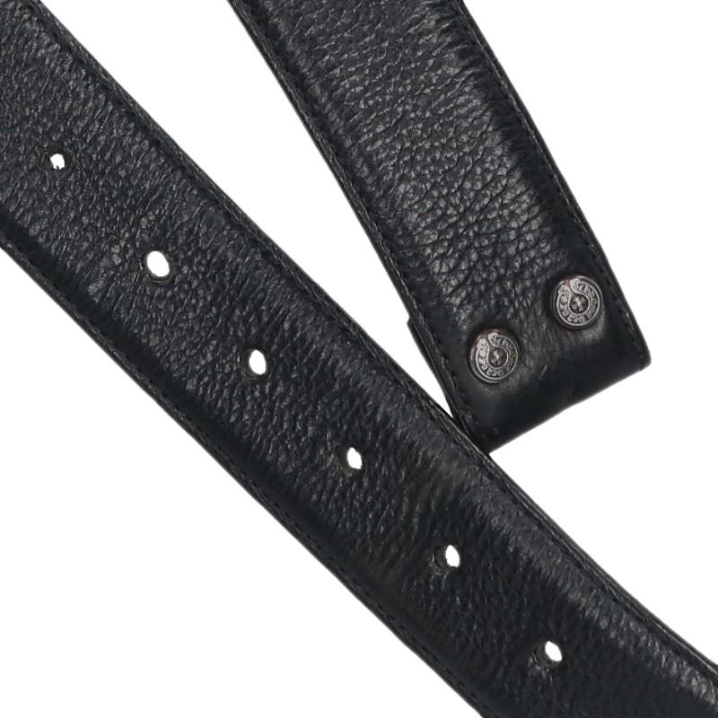 Chrome Hearts 1.5" Scroll Label Rivets Belt Black Size 34