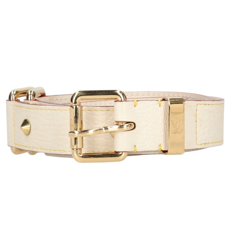 LOUISVUITTON Suhali LV Logo Studded Belt White/Gold Size 90