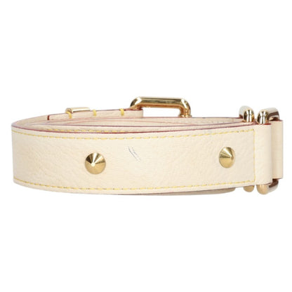LOUISVUITTON Suhali LV Logo Studded Belt White/Gold Size 90