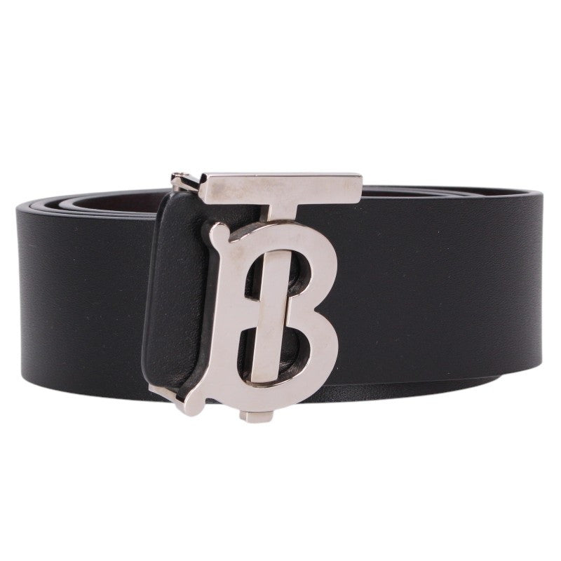Burberry TB Buckle Leather Belt Black/Silver Size 85