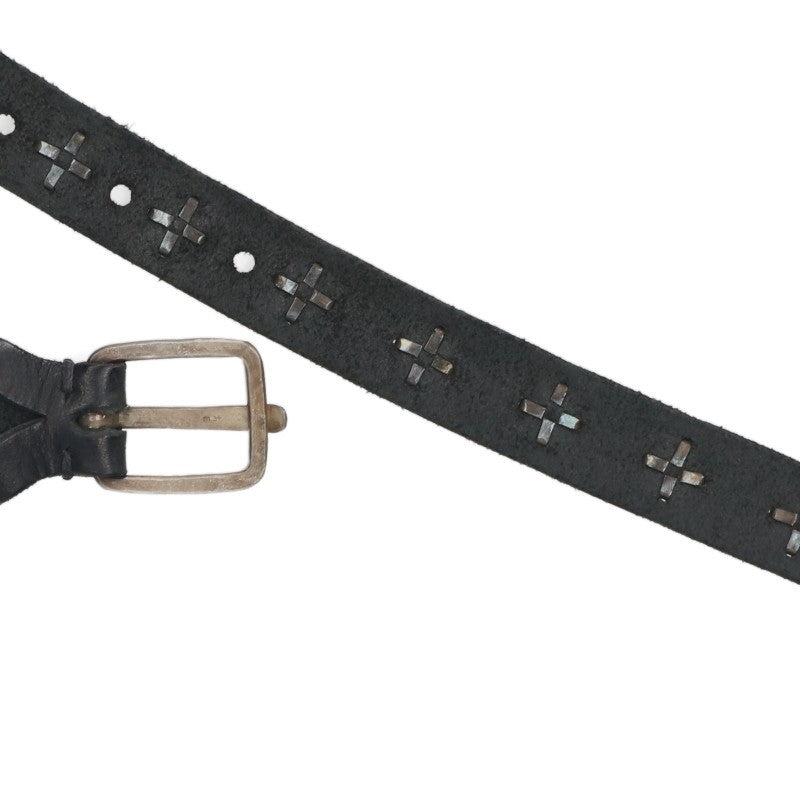 MA+ Cross Studded Leather Belt Black/Silver Size M