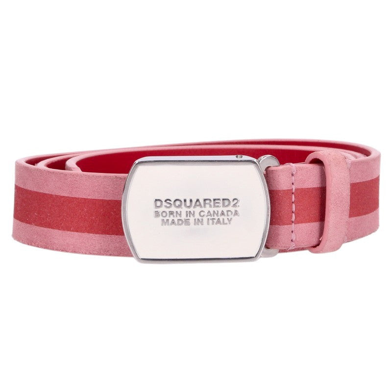 DSQUARED Logo Buckle Leather Belt Pink Red Size 85