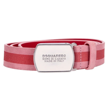 DSQUARED Logo Buckle Leather Belt Pink Red Size 85