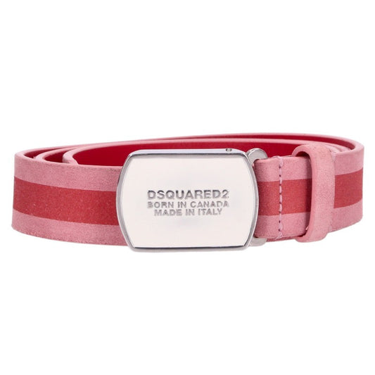 DSQUARED Logo Buckle Leather Belt Pink Red Size 85