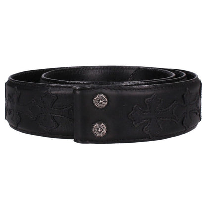 Chrome Hearts 1.5" Cemetery Cross Patch Belt Black Size 34