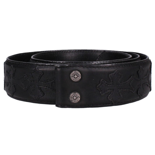 Chrome Hearts 1.5" Cemetery Cross Patch Belt Black Size 34