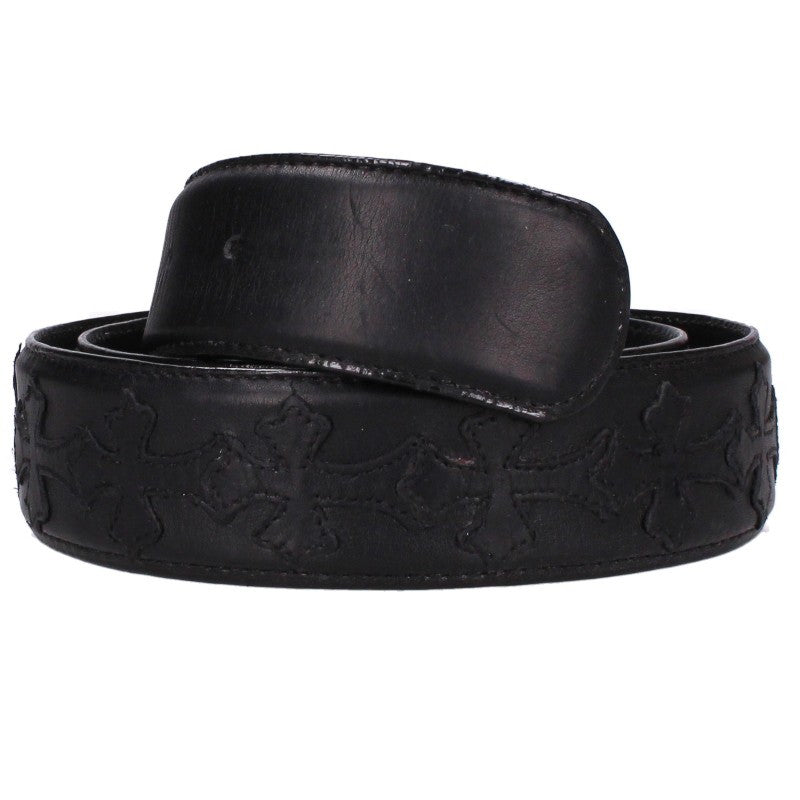 Chrome Hearts 1.5" Cemetery Cross Patch Belt Black Size 34