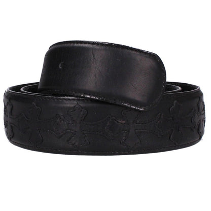 Chrome Hearts 1.5" Cemetery Cross Patch Belt Black Size 34
