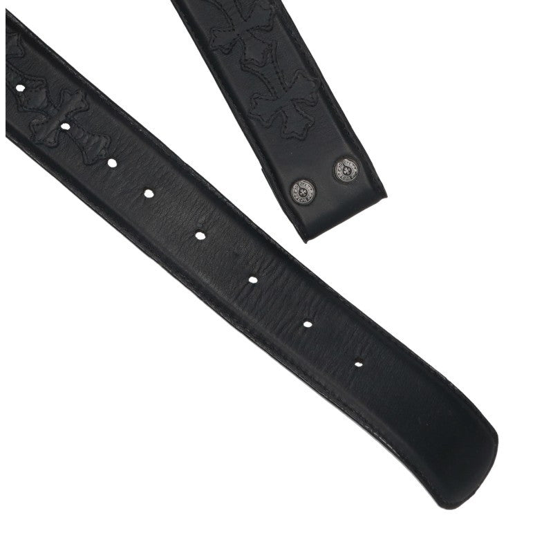 Chrome Hearts 1.5" Cemetery Cross Patch Belt Black Size 34