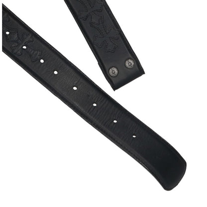 Chrome Hearts 1.5" Cemetery Cross Patch Belt Black Size 34