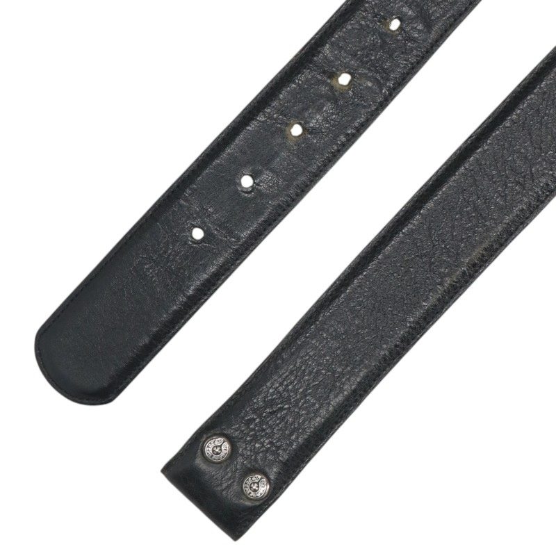 Chrome Hearts 1.5inch Scroll Label Leather Belt Size 32