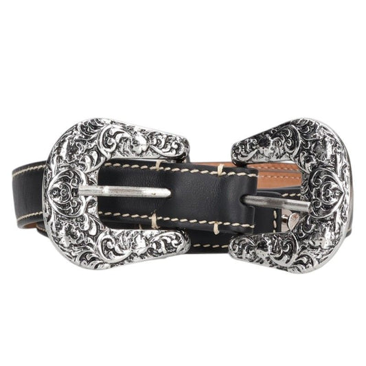 ACNE STUDIOS Double Buckle Leather Belt Size 85