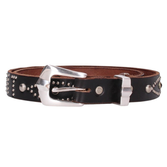 SAINT MICHAEL Studded Narrow Belt Black/Silver Size 32
