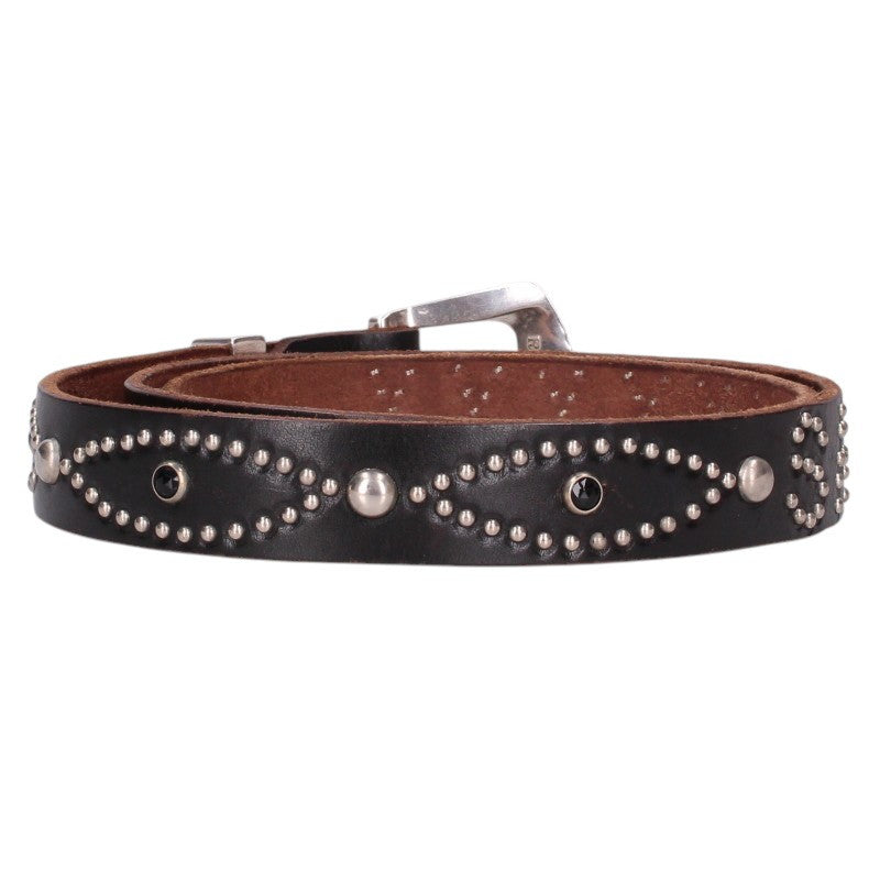 SAINT MICHAEL Studded Narrow Belt Black/Silver Size 32