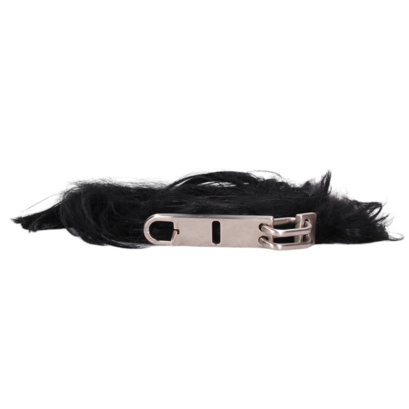 Rick Owens Goat Fur Tongue Belt Black/Silver Size UNI