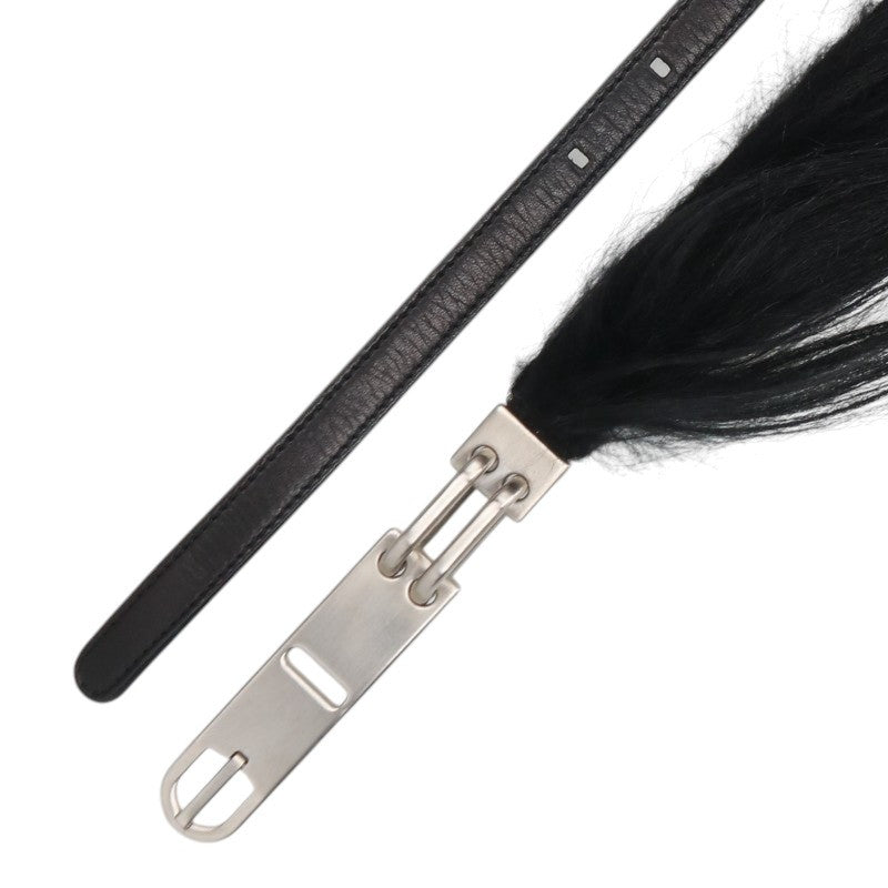 Rick Owens Goat Fur Tongue Belt Black/Silver Size UNI