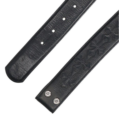 Chrome Hearts 1.5inch Cemetery Cross Leather Belt Size 32