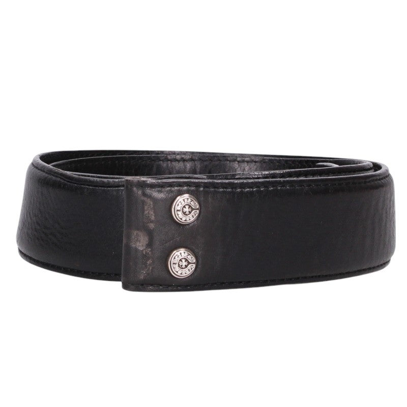 Chrome Hearts Scroll Label Belt Black/Silver Size 32 Inch