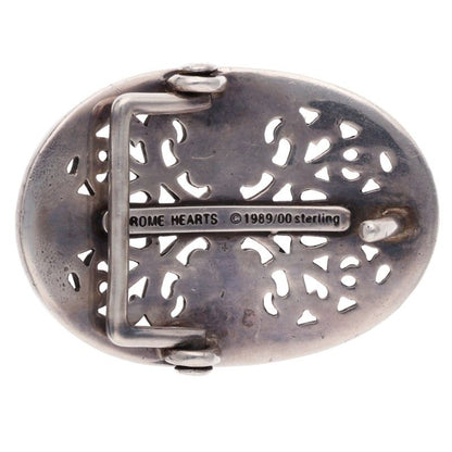 Chrome Hearts Silver Oval Cross Pave Black Diamond Buckle