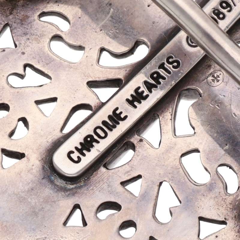 Chrome Hearts Silver Oval Cross Pave Black Diamond Buckle
