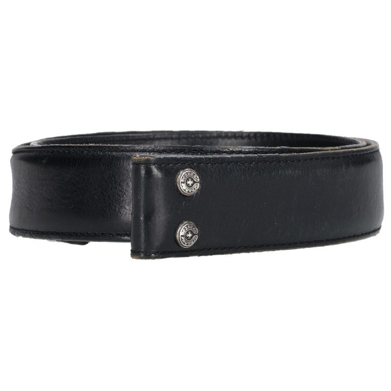 Chrome Hearts Black/Silver 1.5in Scroll Rivets Belt Size 30