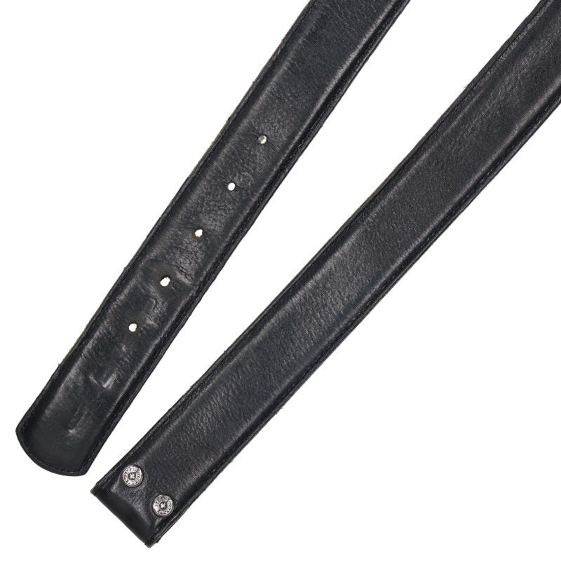 Chrome Hearts Black/Silver 1.5in Scroll Rivets Belt Size 30