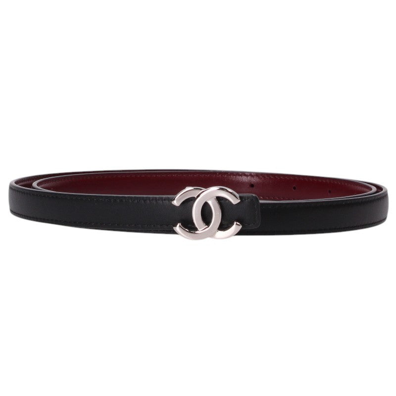 CHANEL Coco Mark Buckle Reversible Narrow Belt Size 90
