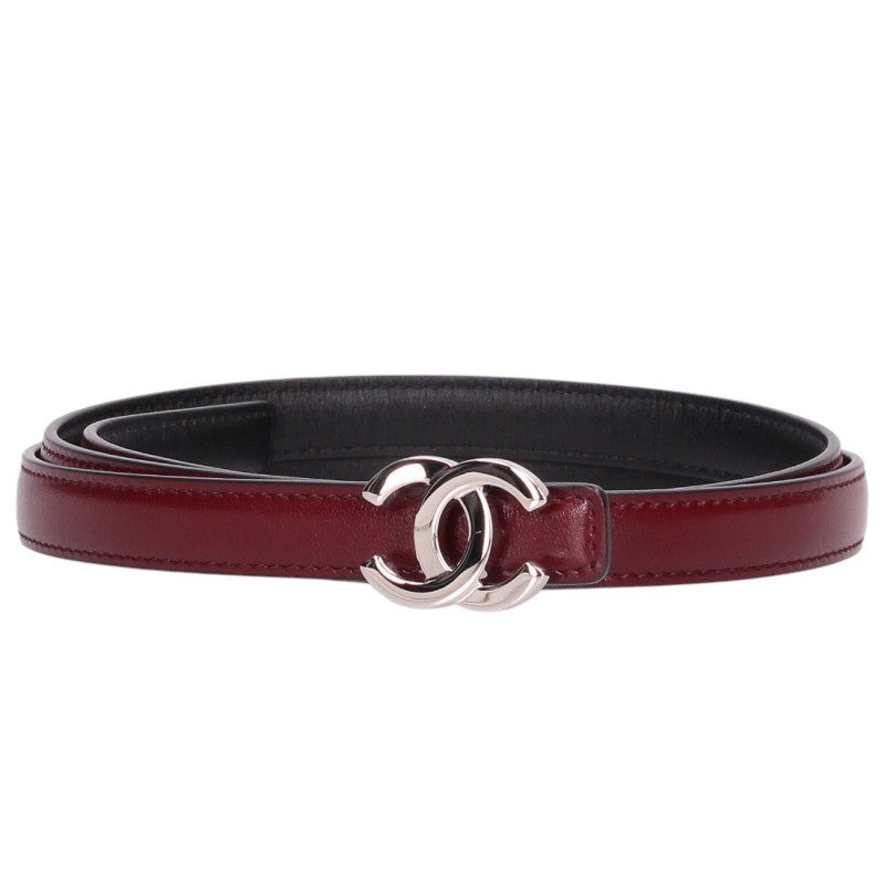 CHANEL Coco Mark Buckle Reversible Narrow Belt Size 90