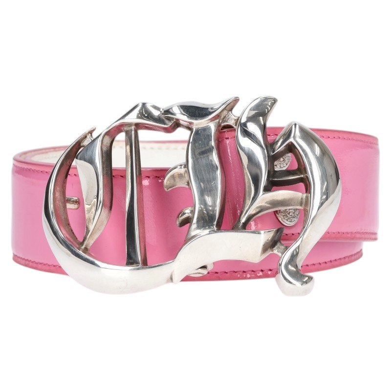 Chrome Hearts Patent Leather Belt Silver Pink Size 32