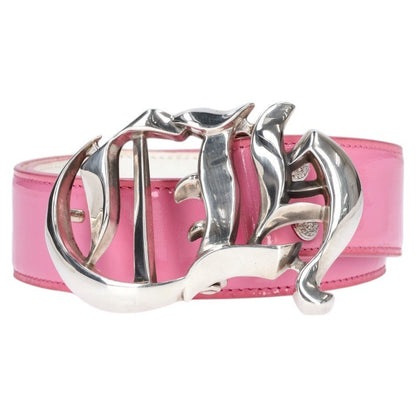 Chrome Hearts Patent Leather Belt Silver Pink Size 32
