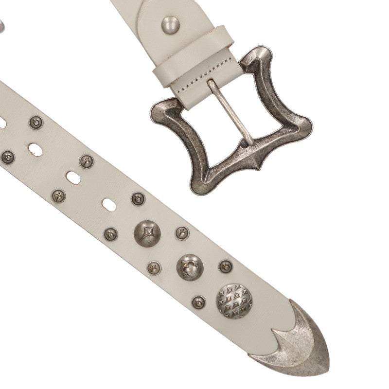 THUG CLUB White Studded Leather Belt