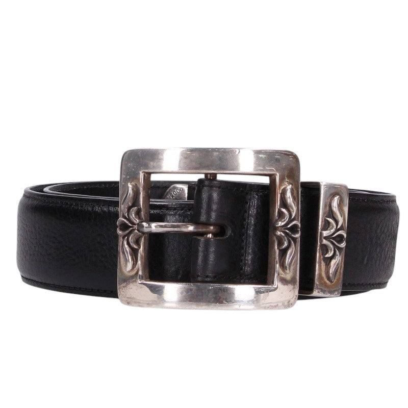 Chrome Hearts BLT 3PC OTJ Leather Belt Black Silver Size 36