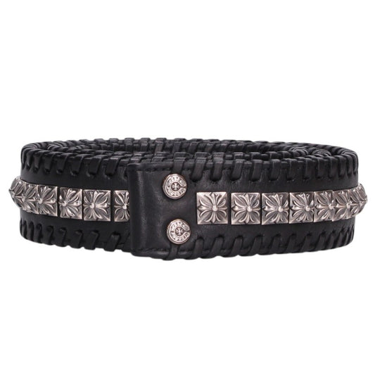 Chrome Hearts 1.5" Pyramid Plus Leather Belt Size 38 Inch