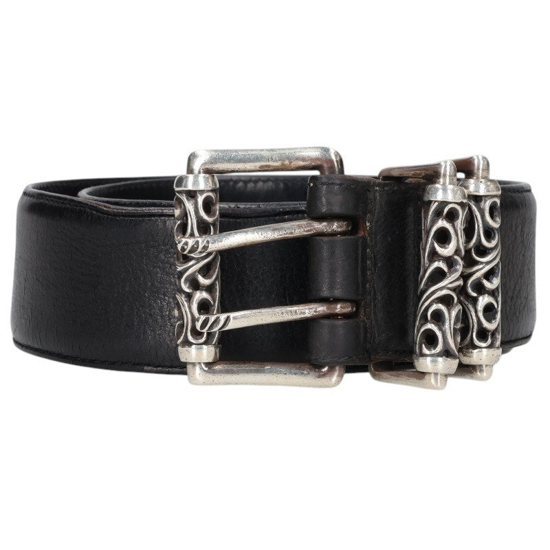 Chrome Hearts Double Pin Belt Black/Silver Size 32 Inch
