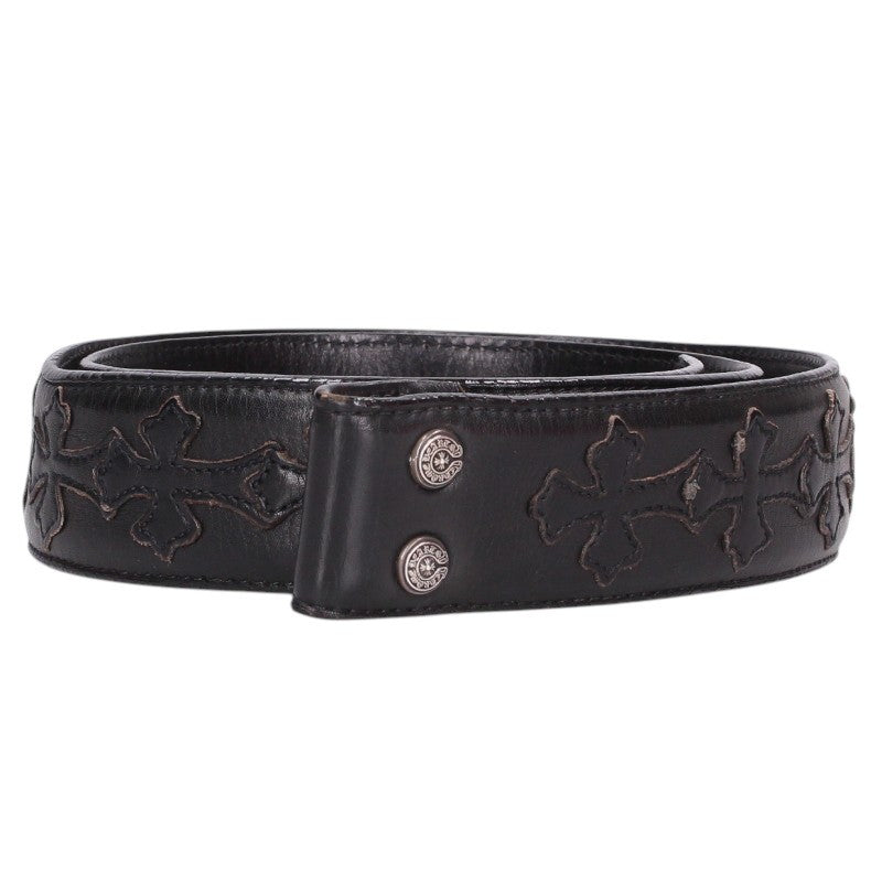 Chrome Hearts 1.5inch Cemetery Cross Leather Belt Size 34