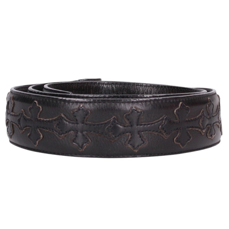 Chrome Hearts 1.5inch Cemetery Cross Leather Belt Size 34