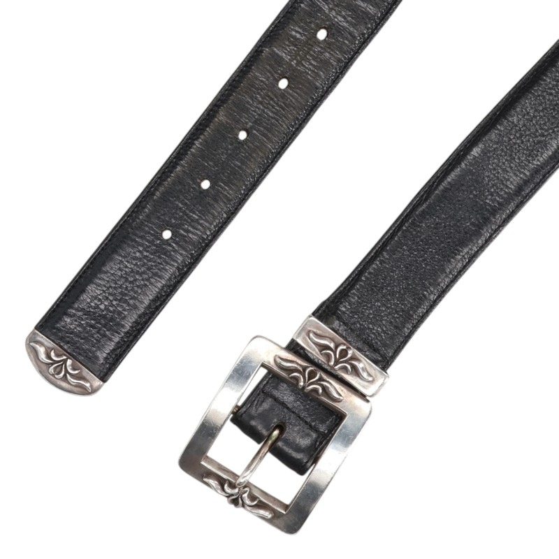 Chrome Hearts Leather Belt Black Silver Size 36