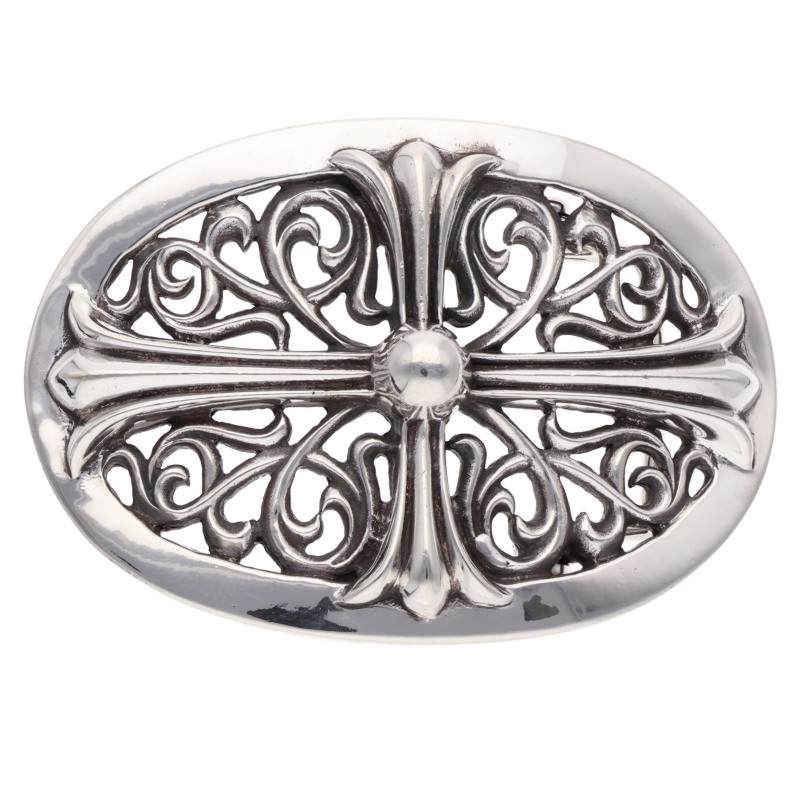 Chrome Hearts Sterling Silver Large Oval Cross Buckle