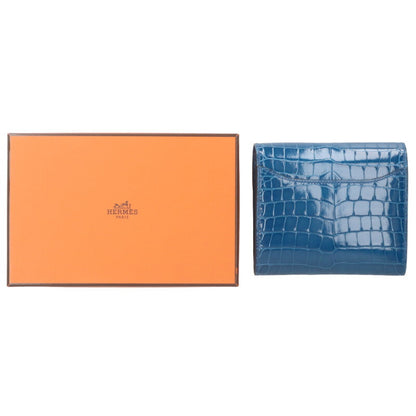 HERMES Constance Compact Alligator Blue/Silver Size ONE SIZE