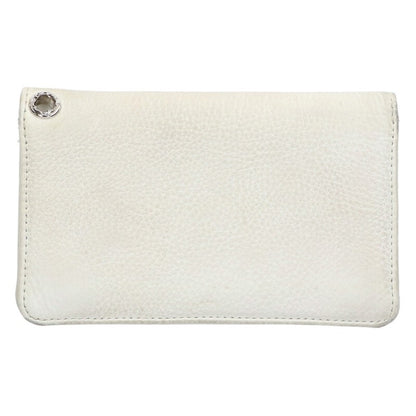 Chrome Hearts Zip-up Cross Button Leather Wallet White