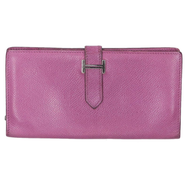 HERMES Bearn Classic Purple/Silver Wallet Size ONE SIZE