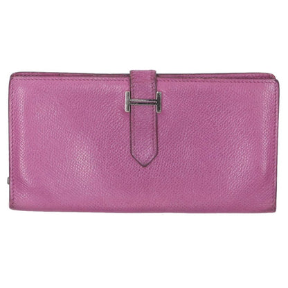 HERMES Bearn Classic Purple/Silver Wallet Size ONE SIZE