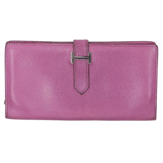 HERMES Bearn Classic Purple/Silver Wallet Size ONE SIZE